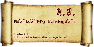 Mátéffy Bendegúz névjegykártya